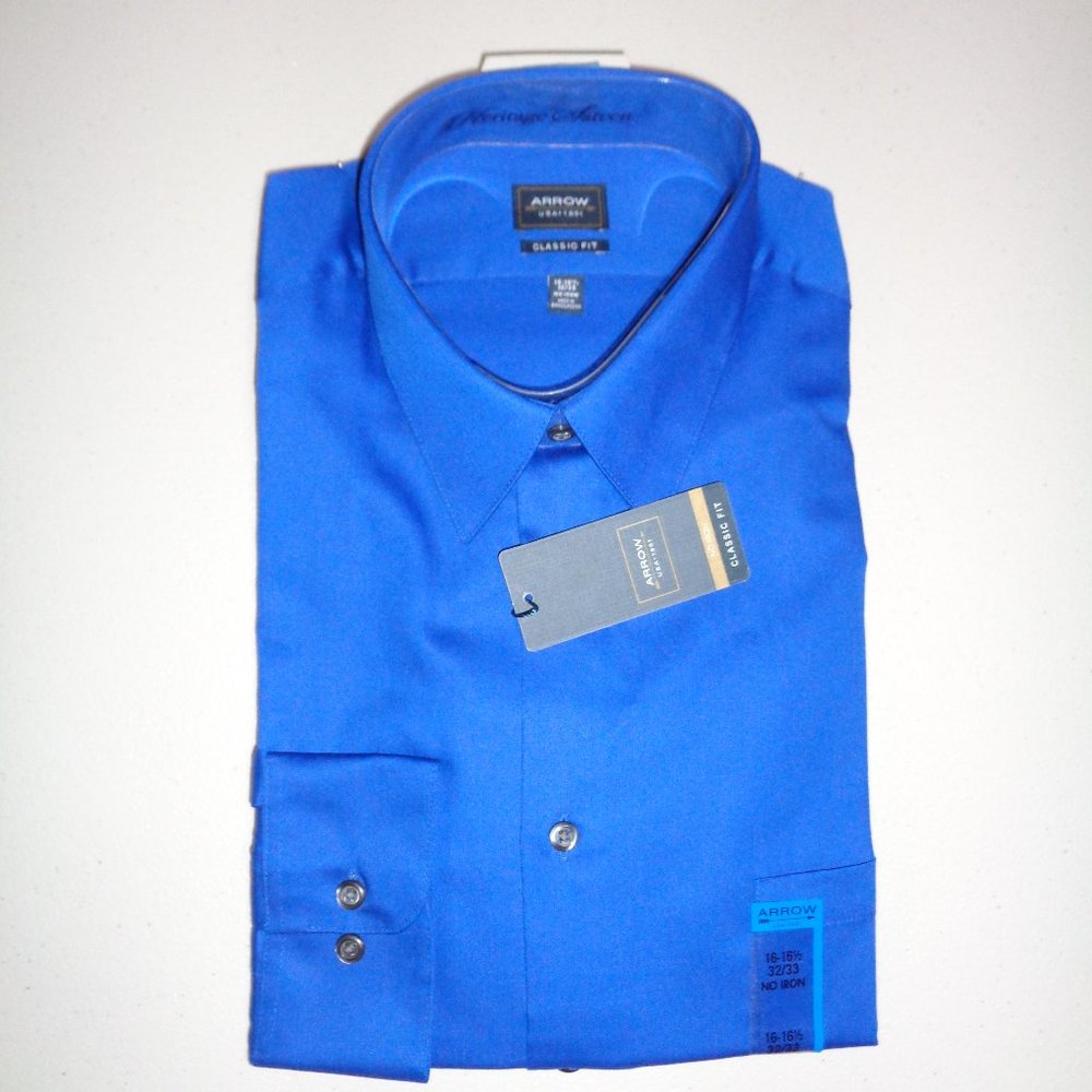 Dress Shirt, Long Sleeve, Blue, Arrow, 16-16 1/2 Classic Fit